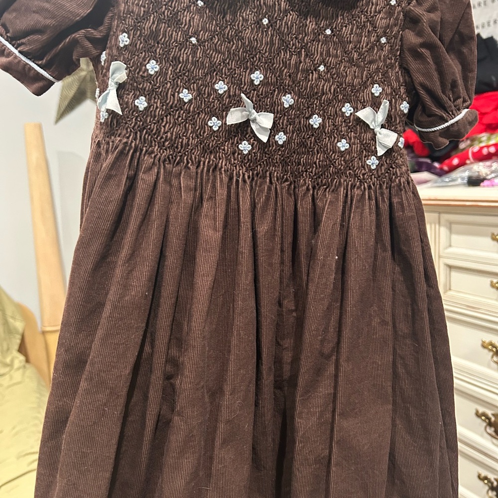 Carriage Boutique Brown Smocked Dress vintage